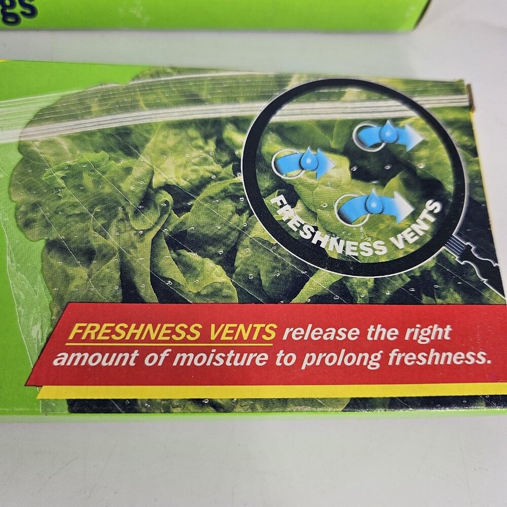 Vint Ziploc Vegetable Bags Trial Pack Lot of 2 USA Dow Vented 2 Qrt 2 Gallon New - Picture 5 of 9